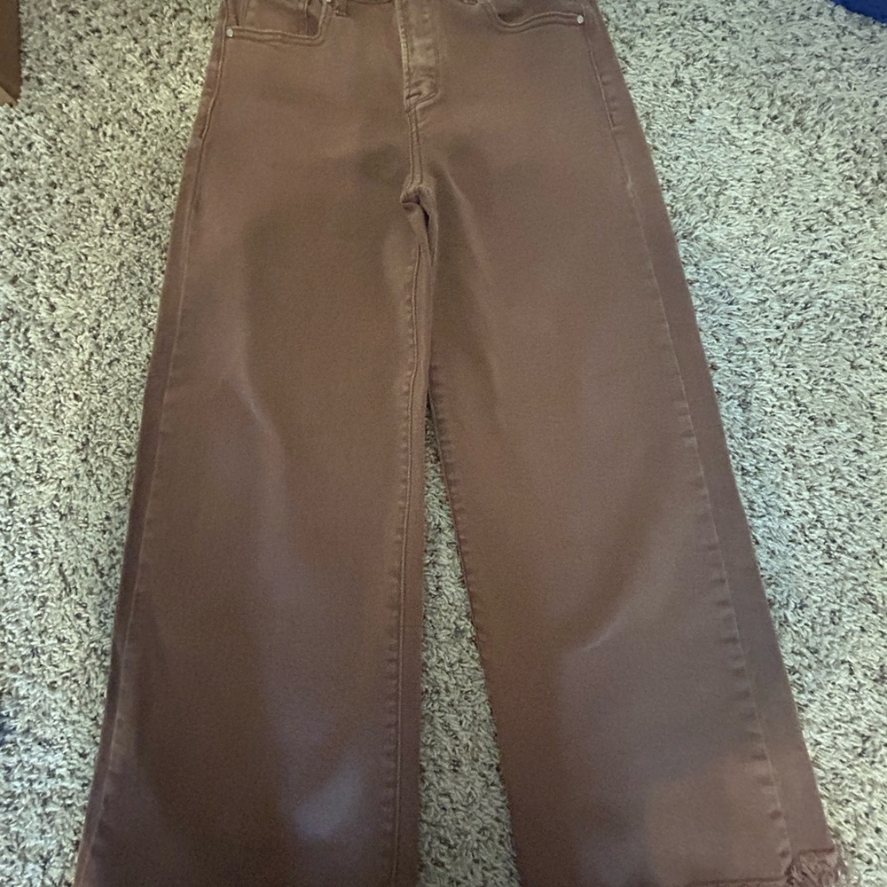 Risen Wide-Leg Jeans in Brown